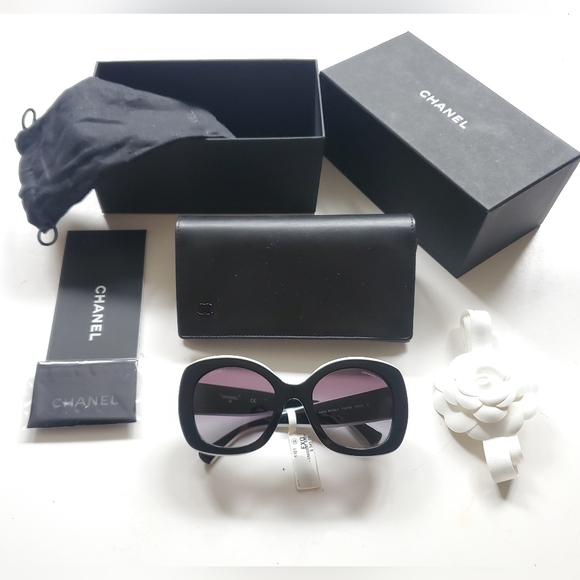 Chanel Logo Two Tone slSquare Sunglasses Brand New - Picture 2 of 8